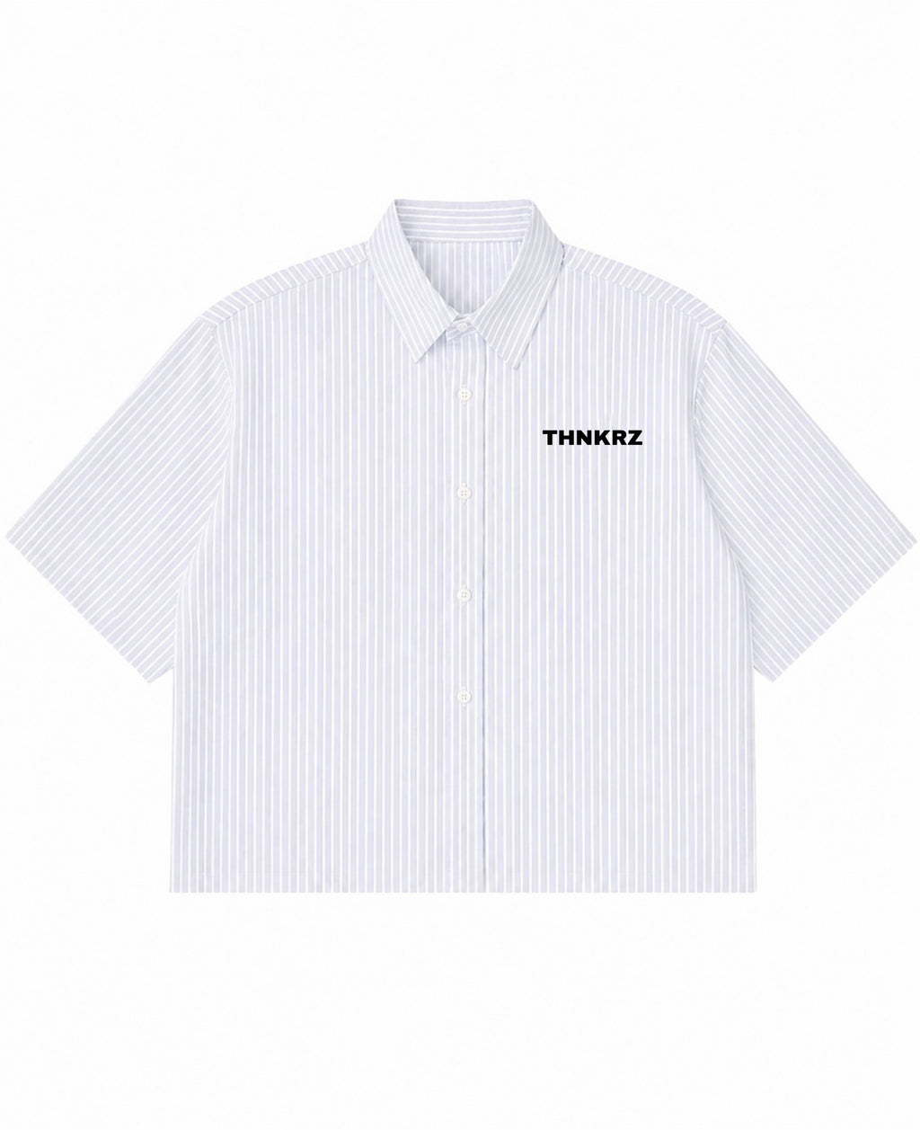 Blue Striped Oxford Boxy Shirt Front Design