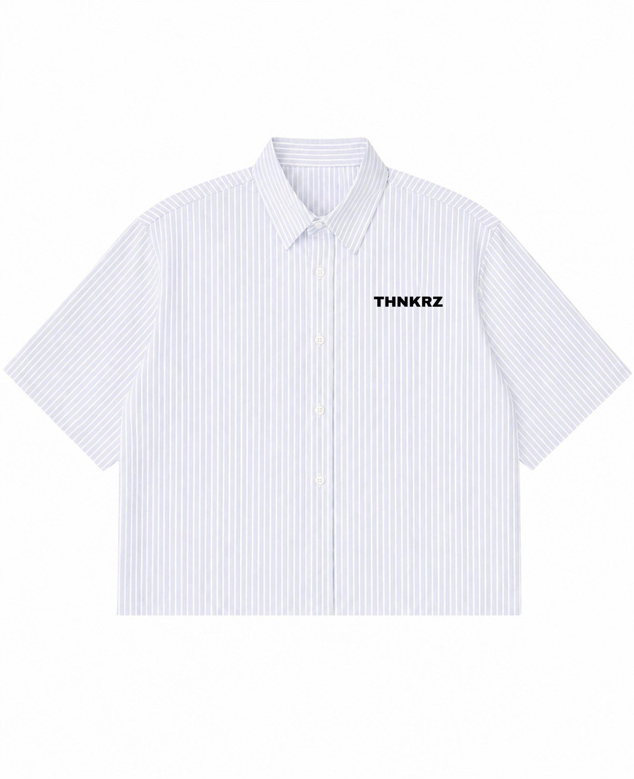 Blue Striped Oxford Boxy Shirt Front Design