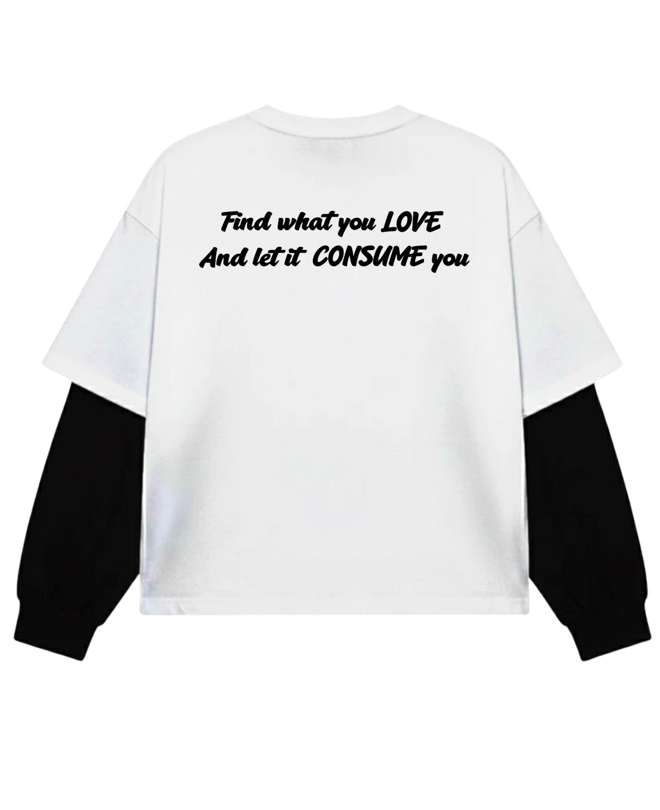 White With Black Sleeve Oversized Tee Back Design
