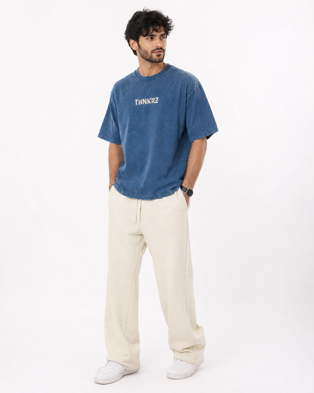 EITHER WAY Denim-Wash Boxy Tee